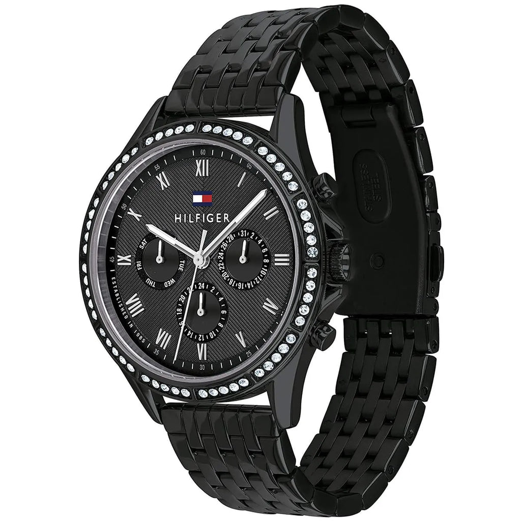 Tommy Hilfiger Ari 1782144 38mm Women's Multi-Function Watch – Black & Black Stainless Steel Bracelet