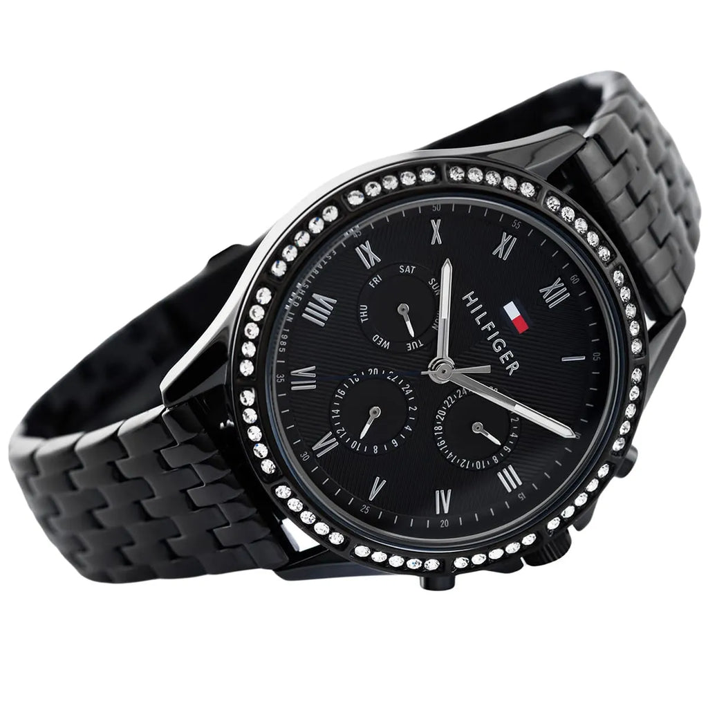 Tommy Hilfiger Ari 1782144 38mm Women's Multi-Function Watch – Black & Black Stainless Steel Bracelet