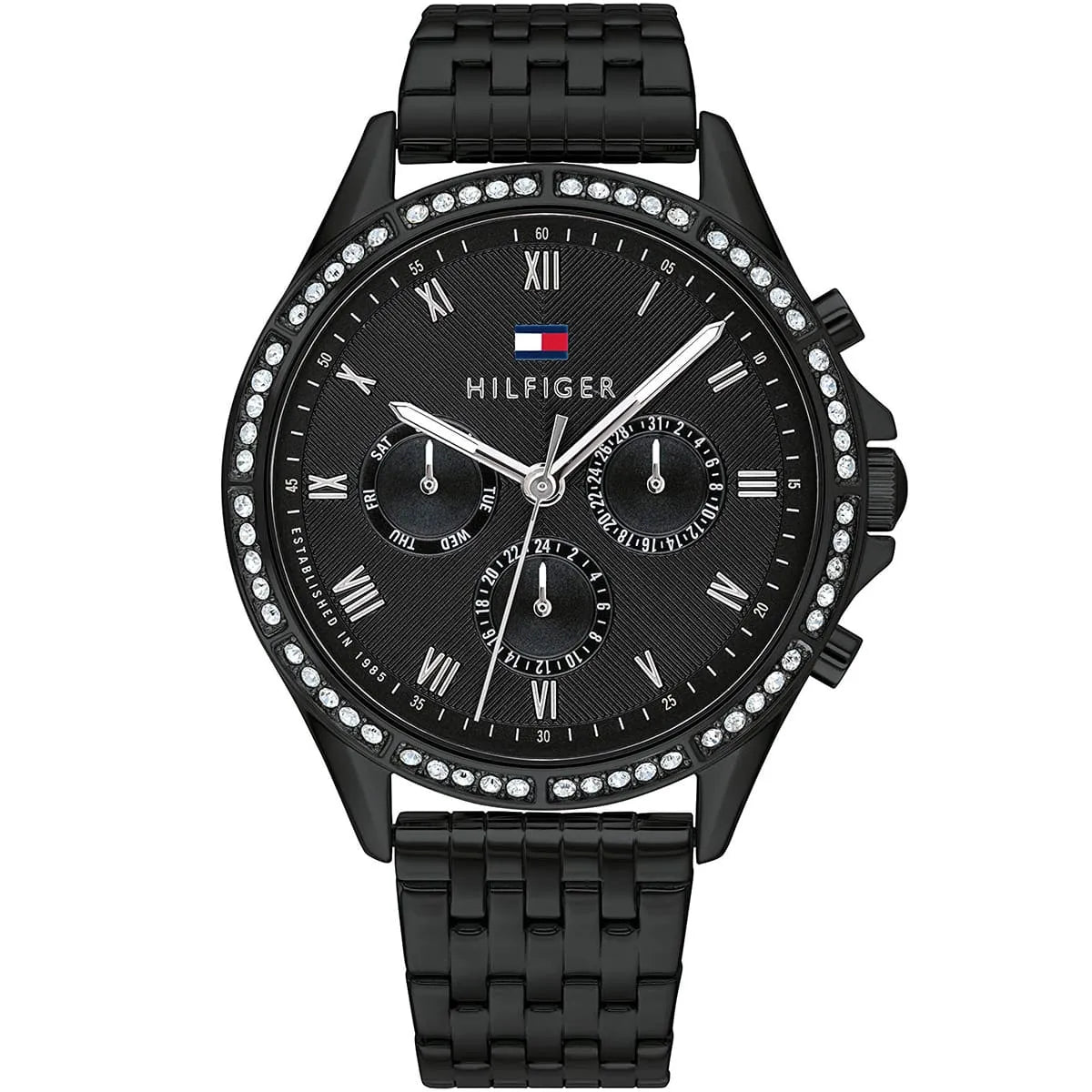 Tommy Hilfiger Ari 1782144 38mm Women's Multi-Function Watch – Black & Black Stainless Steel Bracelet
