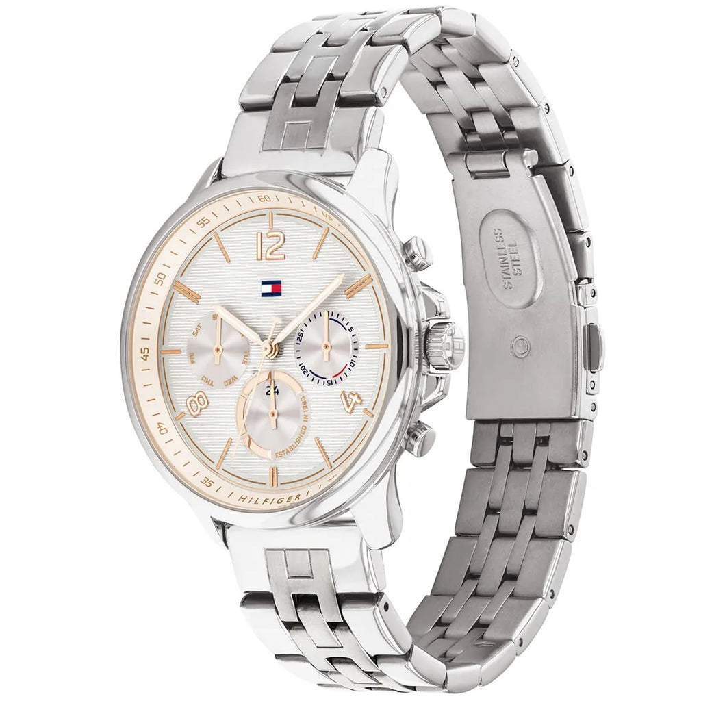 Tommy Hilfiger Harper 1782222 38mm Women's Multi-Function Watch – White & Silver Stainless Steel Bracelet