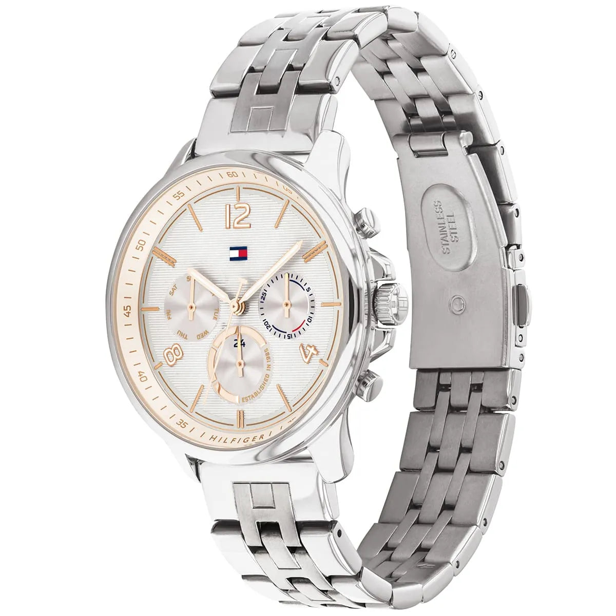 Tommy Hilfiger Harper 1782222 38mm Women's Multi-Function Watch – White & Silver Stainless Steel Bracelet