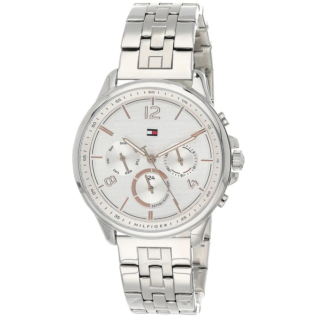 Tommy Hilfiger Harper 1782222 38mm Women's Multi-Function Watch – White & Silver Stainless Steel Bracelet