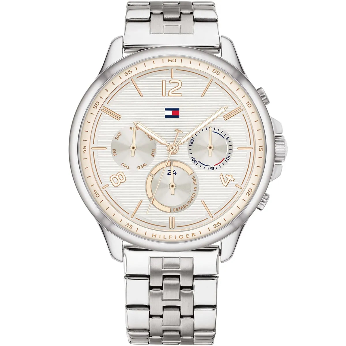 Tommy Hilfiger Harper 1782222 38mm Women's Multi-Function Watch – White & Silver Stainless Steel Bracelet