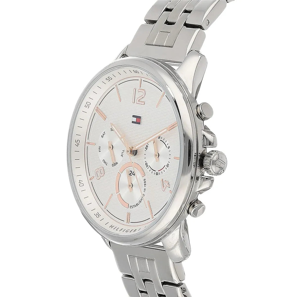 Tommy Hilfiger Harper 1782222 38mm Women's Multi-Function Watch – White & Silver Stainless Steel Bracelet