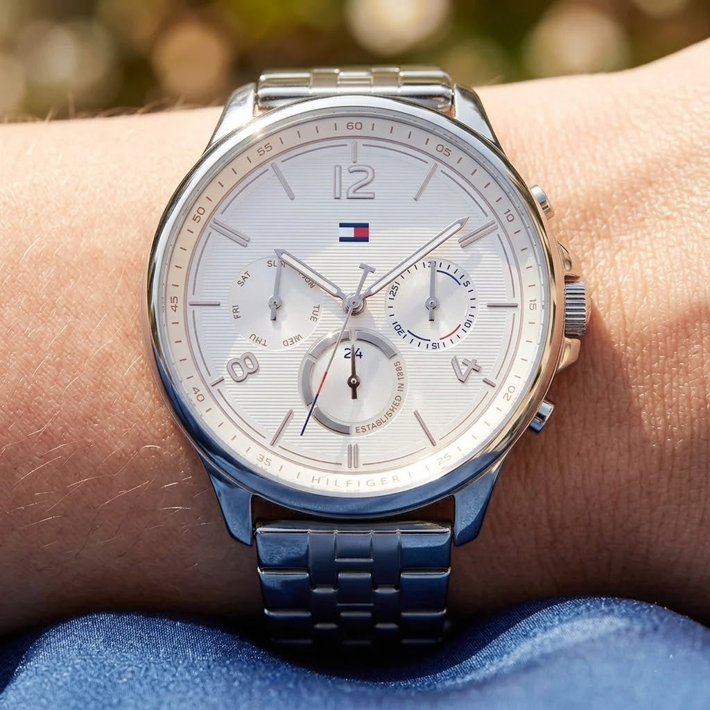 Tommy Hilfiger Harper 1782222 38mm Women's Multi-Function Watch – White & Silver Stainless Steel Bracelet