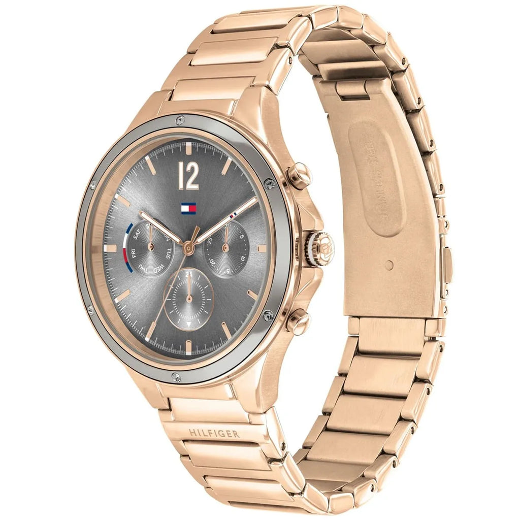 Tommy Hilfiger Eve 1782277 38mm Women's Multi-Function Watch – Grey Sunray & Gold Stainless Steel Bracelet
