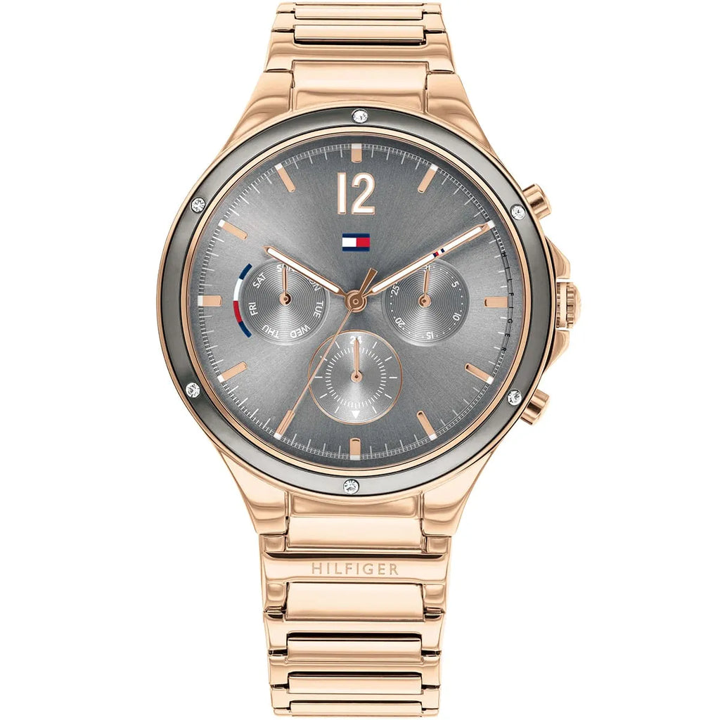 Tommy Hilfiger Eve 1782277 38mm Women's Multi-Function Watch – Grey Sunray & Gold Stainless Steel Bracelet