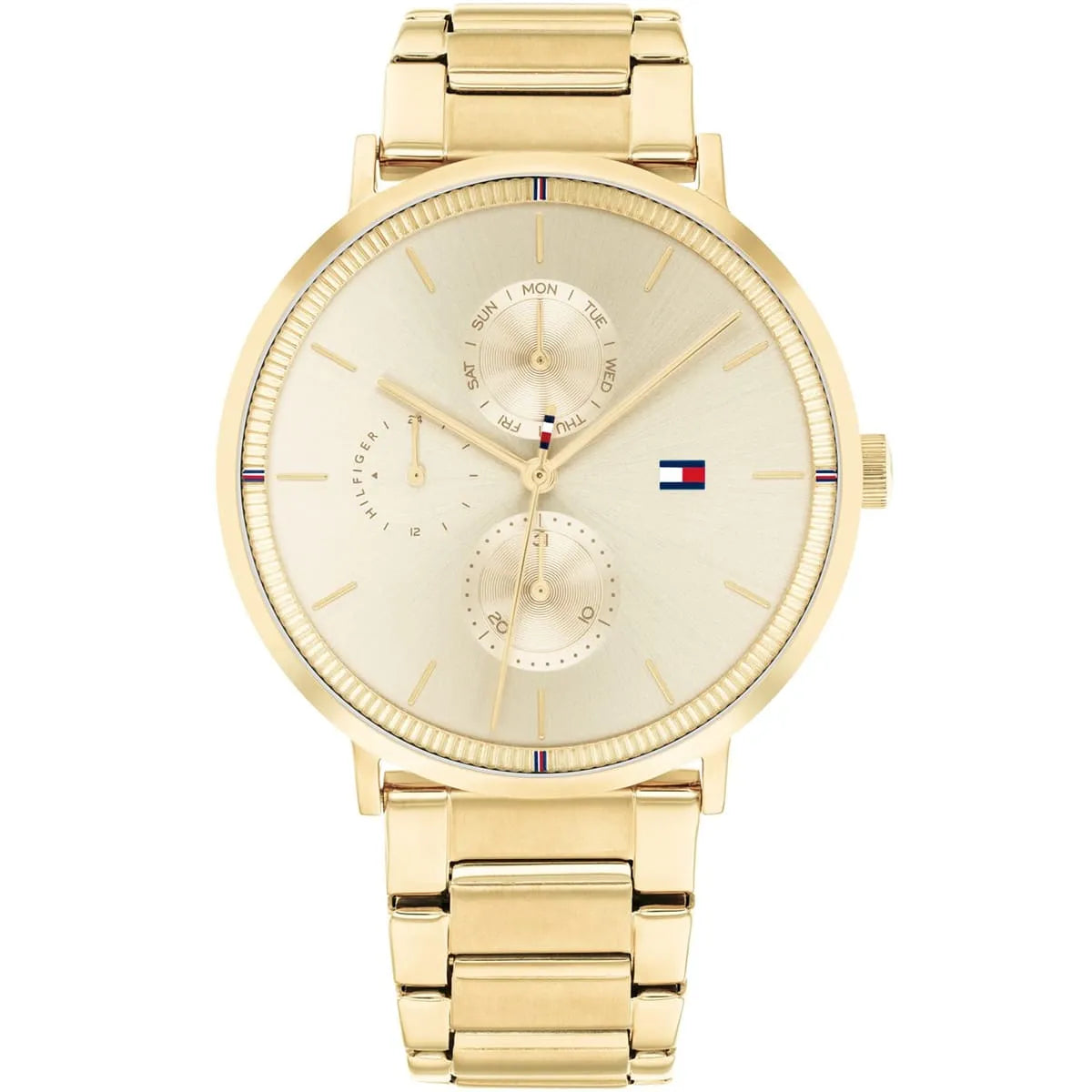 Tommy Hilfiger Jenna 1782297 40mm Women's Multi-Function Watch – Gold Sunray & Gold Stainless Steel Bracelet