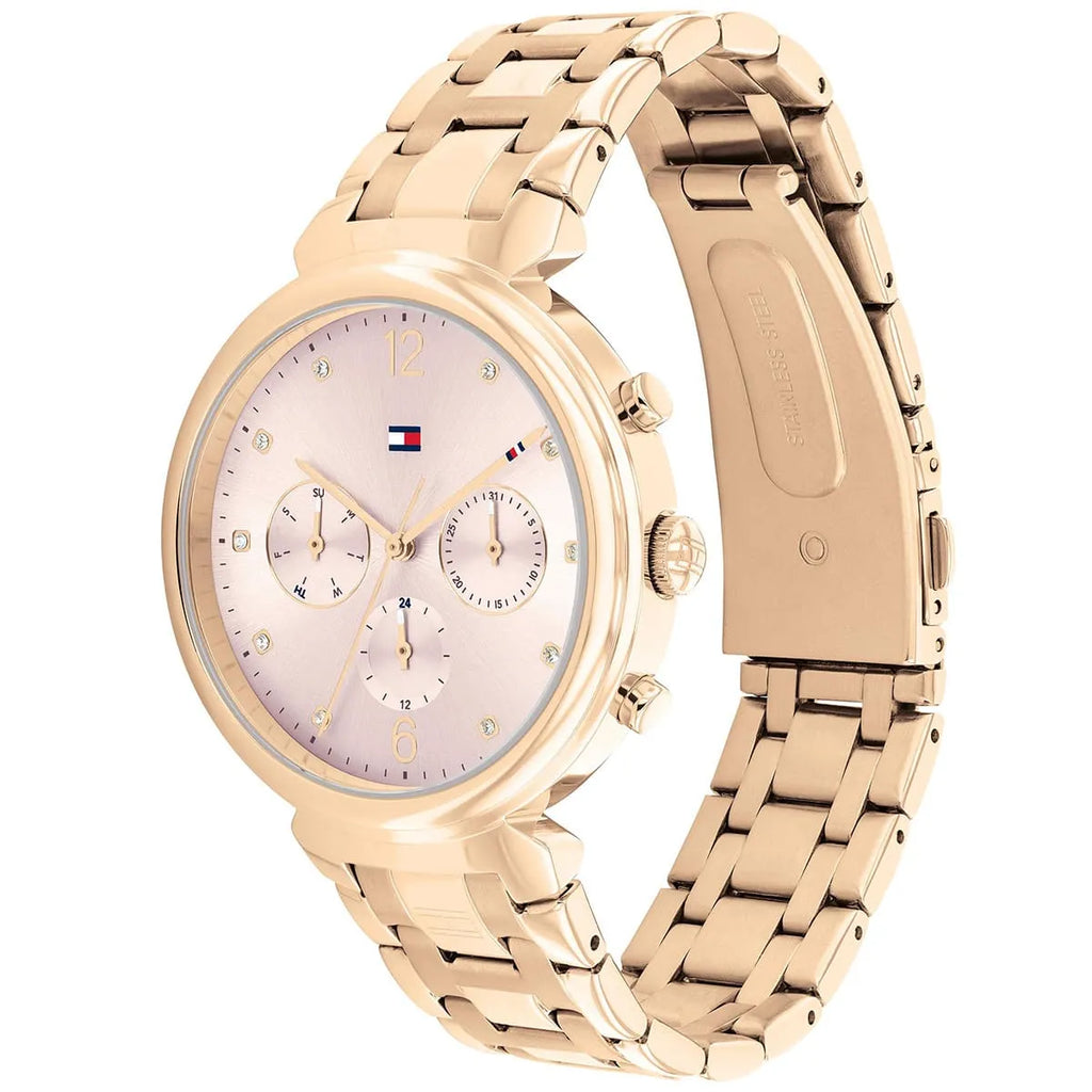 Tommy Hilfiger Ivy 1782345 38mm Women's Multi-Function Watch – Pink Sunray & Rose Gold Stainless Steel Bracelet
