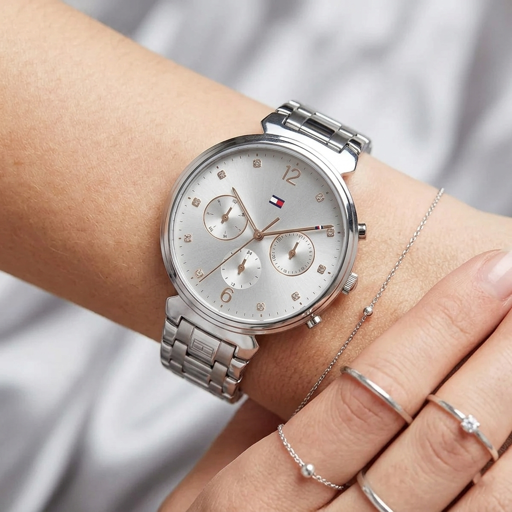 Tommy Hilfiger Ivy 1782346 38mm Women's Multi-Function Watch – Grey Sunray & Silver Stainless Steel Bracelet