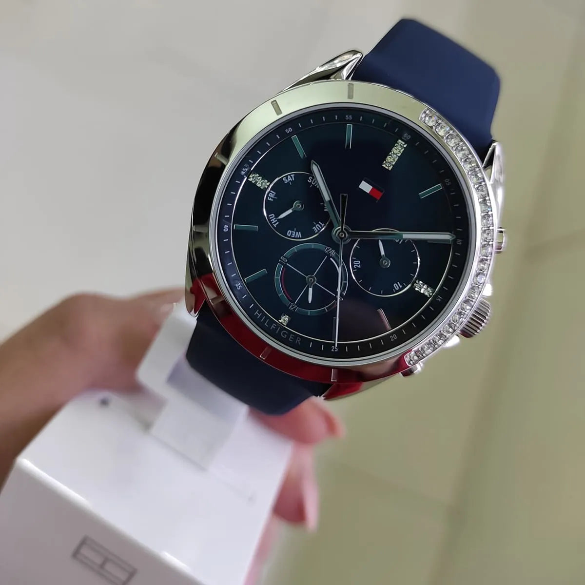Tommy Hilfiger Kennedy 1782389 38mm Women's Multi-Function Watch – Navy Blue & Navy Blue Rubber Strap