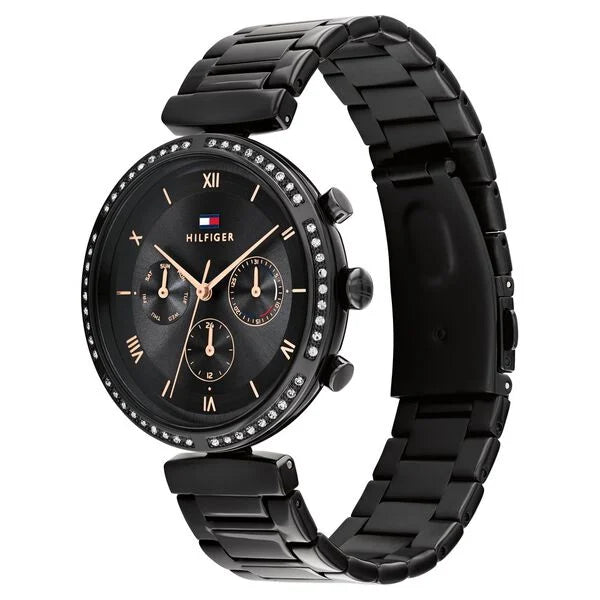 Tommy Hilfiger Lars 1782390 38mm Women's Multi-Function Watch – Black & Black Stainless Steel Bracelet