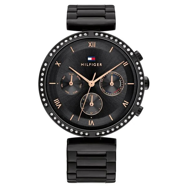 Tommy Hilfiger Lars 1782390 38mm Women's Multi-Function Watch – Black & Black Stainless Steel Bracelet
