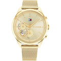 Tommy Hilfiger Lori 1782417 38mm Women's Multi-Function Watch – Champagne Sunray & Gold Stainless Steel Mesh Bracelet