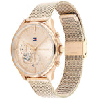 Tommy Hilfiger Quinn 1782486 38mm Women's Multi-Function Watch – Rose Gold Sunray & Rose Gold Stainless Steel Mesh Bracelet