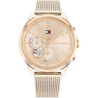 Tommy Hilfiger Quinn 1782486 38mm Women's Multi-Function Watch – Rose Gold Sunray & Rose Gold Stainless Steel Mesh Bracelet