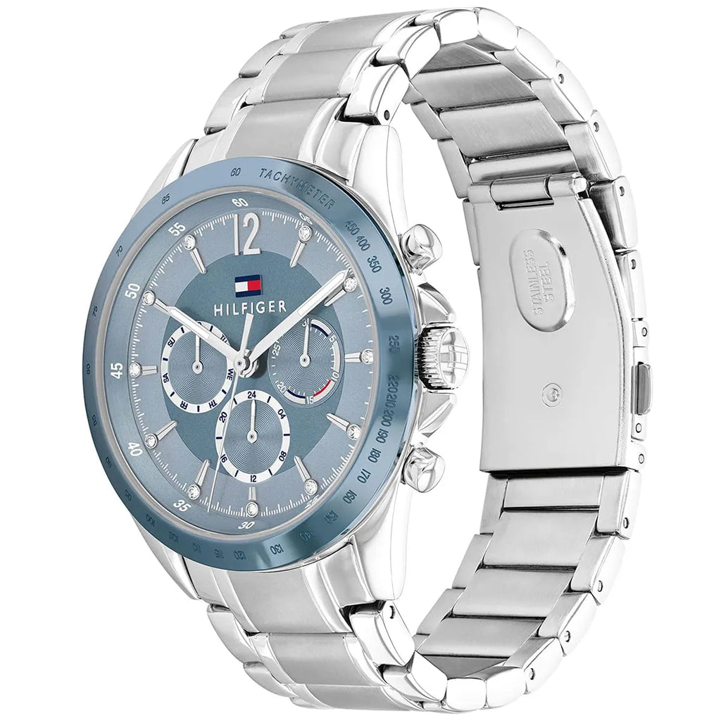 Tommy Hilfiger Kenzie 1782554 38mm Women's Multi-Function Watch – Light Blue Sunray & Silver Stainless Steel Bracelet
