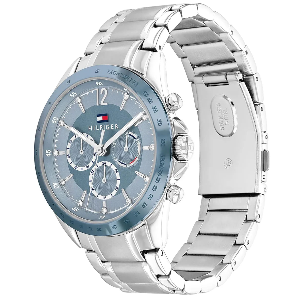 Tommy Hilfiger Kenzie 1782554 38mm Women's Multi-Function Watch – Light Blue Sunray & Silver Stainless Steel Bracelet