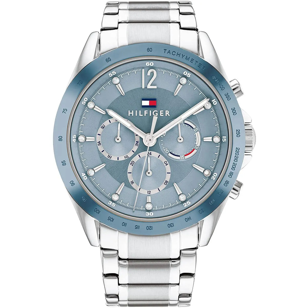 Tommy Hilfiger Kenzie 1782554 38mm Women's Multi-Function Watch – Light Blue Sunray & Silver Stainless Steel Bracelet
