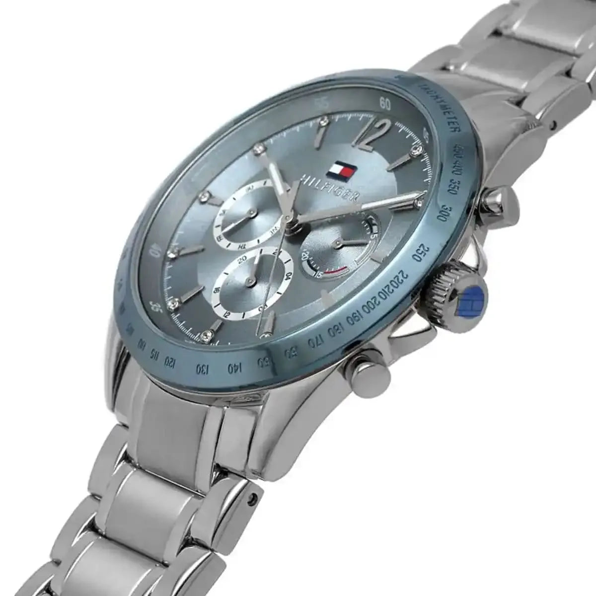 Tommy Hilfiger Kenzie 1782554 38mm Women's Multi-Function Watch – Light Blue Sunray & Silver Stainless Steel Bracelet