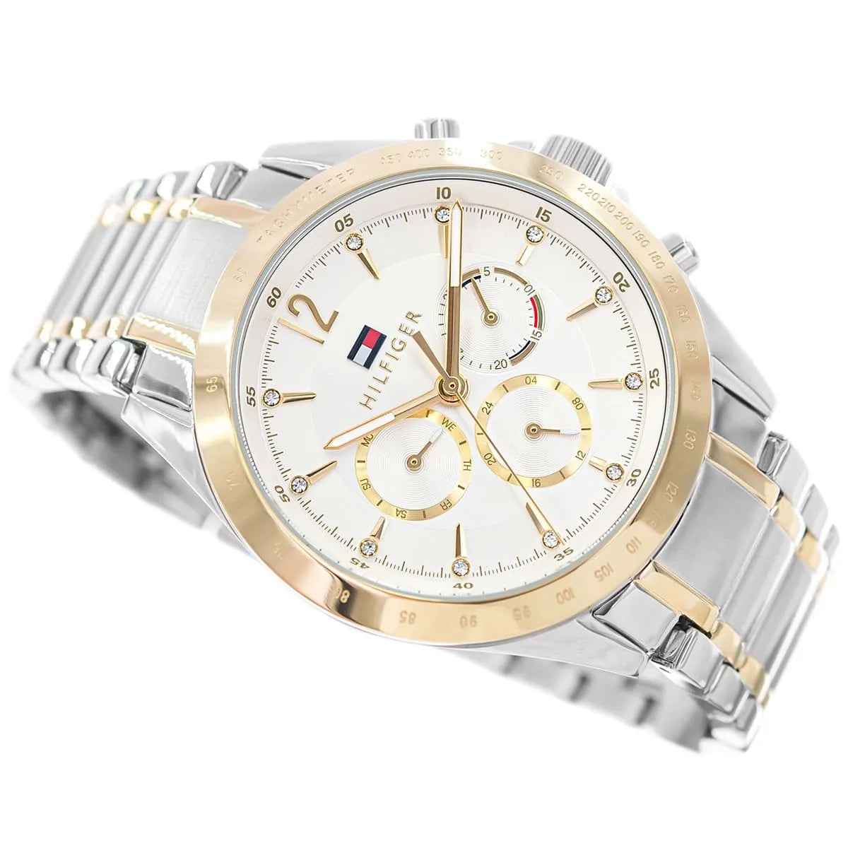 Tommy Hilfiger Kenzie 1782555 38mm Women's Multi-Function Watch – Silver Sunray & Two-Tone Stainless Steel Bracelet