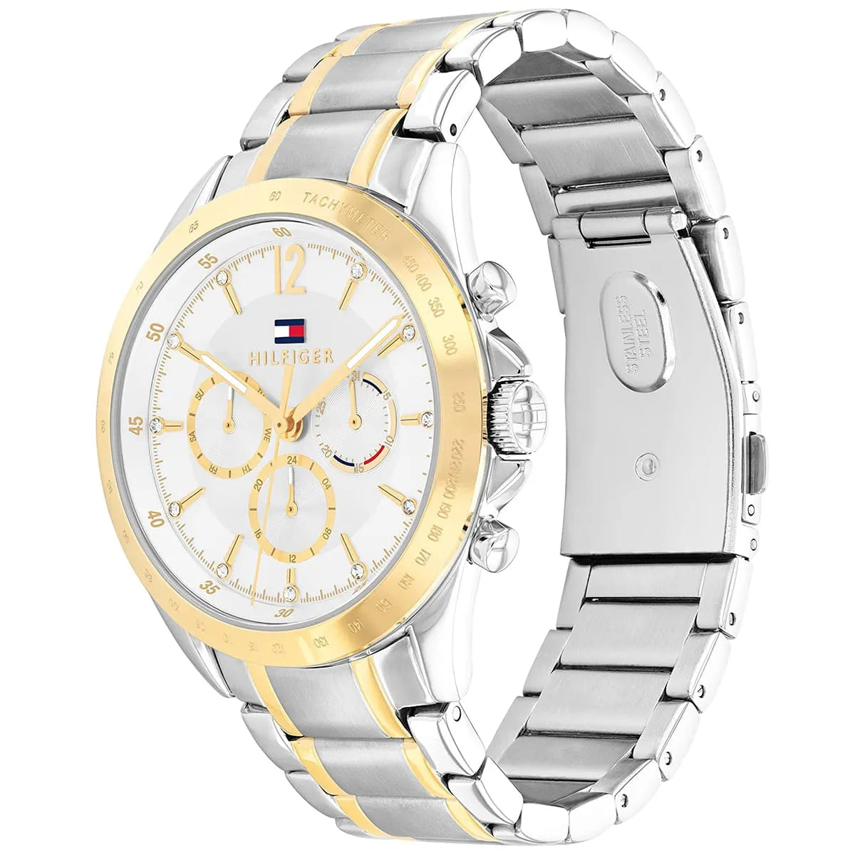 Tommy Hilfiger Kenzie 1782555 38mm Women's Multi-Function Watch – Silver Sunray & Two-Tone Stainless Steel Bracelet