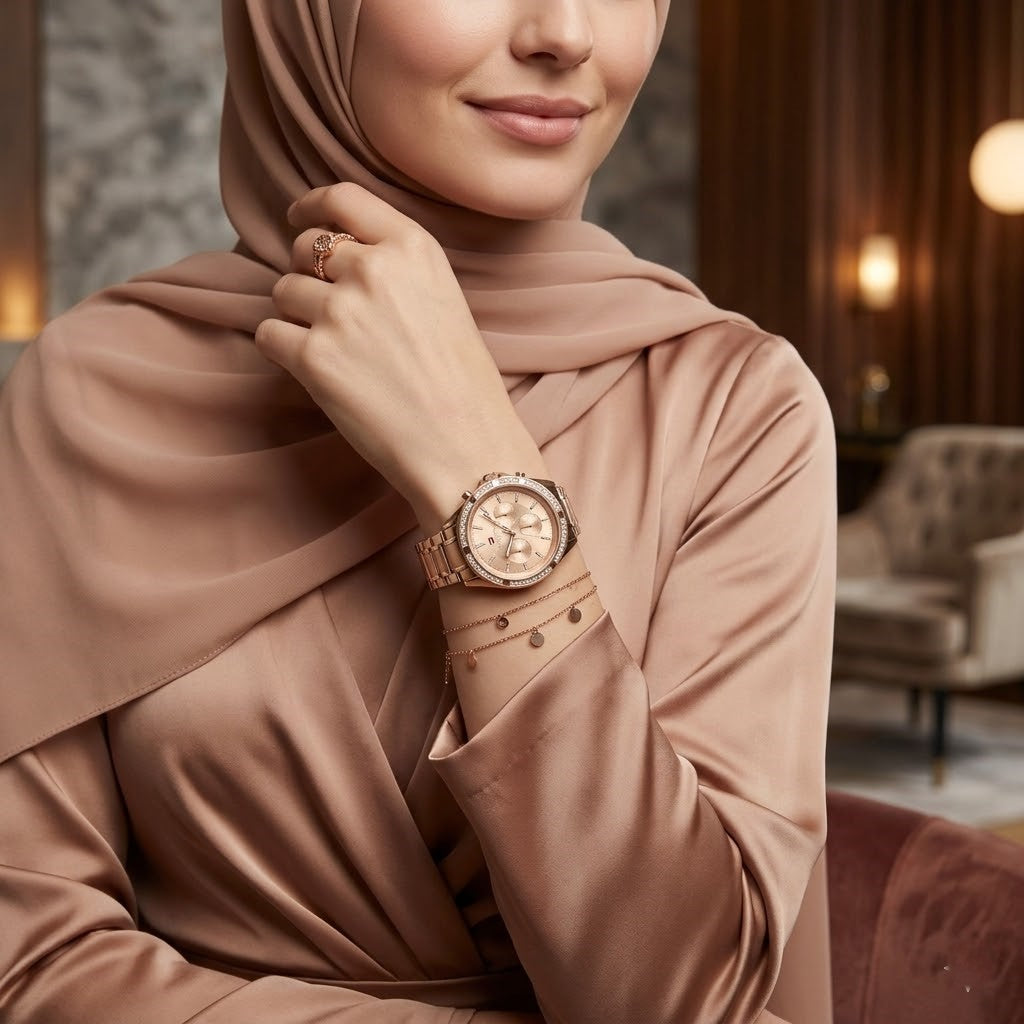Tommy Hilfiger Kenzie 1782558 38mm Women's Multi-Function Watch – Rose Gold Sunray & Rose Gold Stainless Steel Bracelet