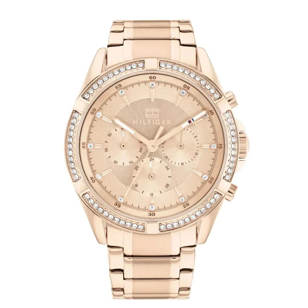 Tommy Hilfiger Kenzie 1782558 38mm Women's Multi-Function Watch – Rose Gold Sunray & Rose Gold Stainless Steel Bracelet