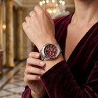 Tommy Hilfiger Kenzie 1782559 38mm Women's Multi-Function Watch – Red Sunray & Silver Stainless Steel Bracelet