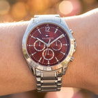 Tommy Hilfiger Kenzie 1782559 38mm Women's Multi-Function Watch – Red Sunray & Silver Stainless Steel Bracelet