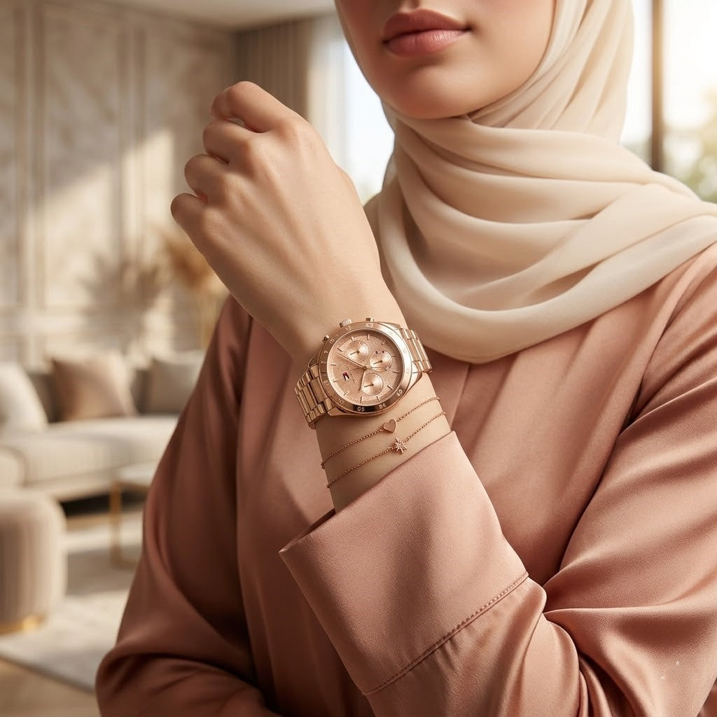 Tommy Hilfiger Carrie 1782577 38mm Women's Multi-Function Watch – Rose Gold Sunray & Rose Gold Stainless Steel Bracelet