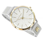 Tommy Hilfiger Signature 1782586 36mm Women's Quartz Watch – White Monogram & Two-Tone Stainless Steel Mesh Bracelet