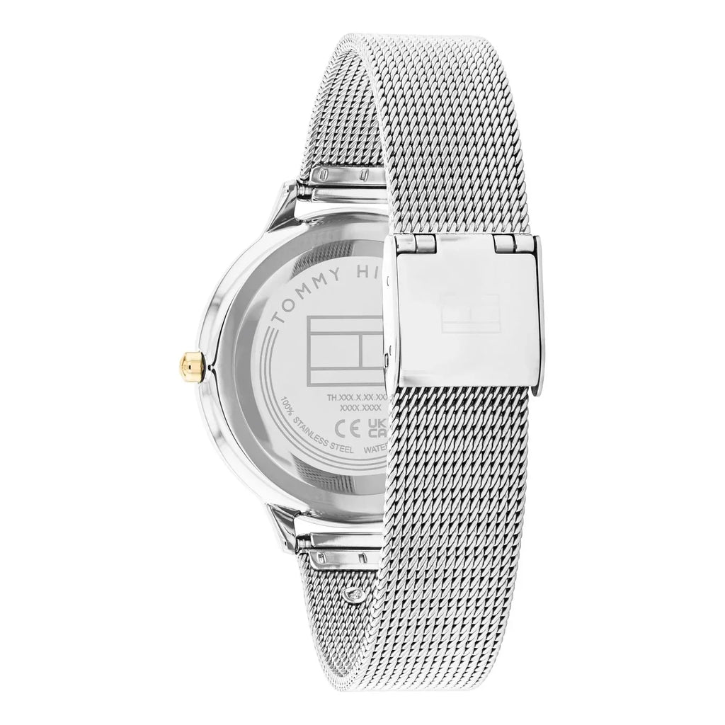 Tommy Hilfiger Signature 1782586 36mm Women's Quartz Watch – White Monogram & Two-Tone Stainless Steel Mesh Bracelet