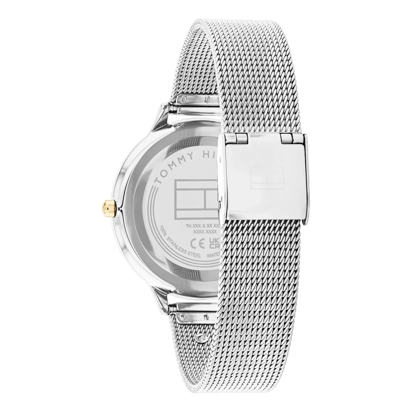 Tommy Hilfiger Signature 1782586 36mm Women's Quartz Watch – White Monogram & Two-Tone Stainless Steel Mesh Bracelet