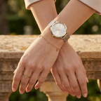 Tommy Hilfiger Signature 1782586 36mm Women's Quartz Watch – White Monogram & Two-Tone Stainless Steel Mesh Bracelet