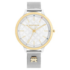 Tommy Hilfiger Signature 1782586 36mm Women's Quartz Watch – White Monogram & Two-Tone Stainless Steel Mesh Bracelet
