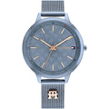 Tommy Hilfiger Iris 1782589 36mm Women's Quartz Watch – Slate Blue Monogram & Slate Blue Stainless Steel Mesh Bracelet