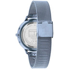 Tommy Hilfiger Iris 1782589 36mm Women's Quartz Watch – Slate Blue Monogram & Slate Blue Stainless Steel Mesh Bracelet
