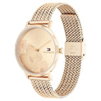 Tommy Hilfiger Carnation 1782603 34mm Women's Quartz Watch – Gold Floral & Rose Gold Stainless Steel Mesh Bracelet