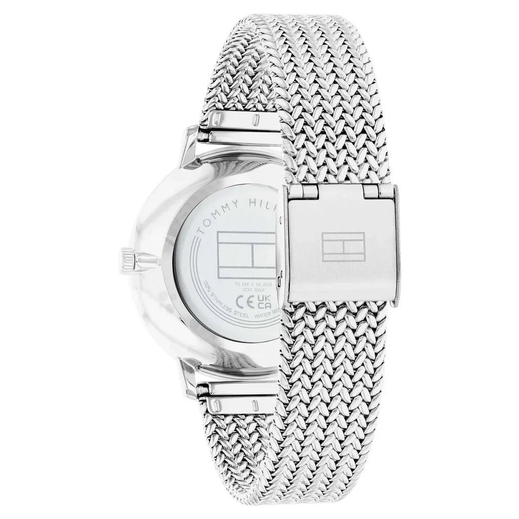 Tommy Hilfiger Slim 1782604 34mm Women's Quartz Watch – Silver Sunray & Silver Stainless Steel Mesh Bracelet