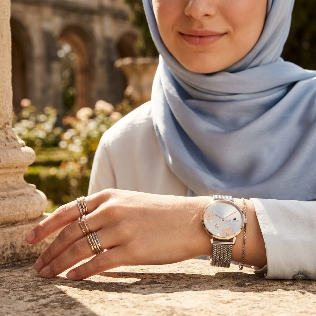 Tommy Hilfiger Slim 1782604 34mm Women's Quartz Watch – Silver Sunray & Silver Stainless Steel Mesh Bracelet