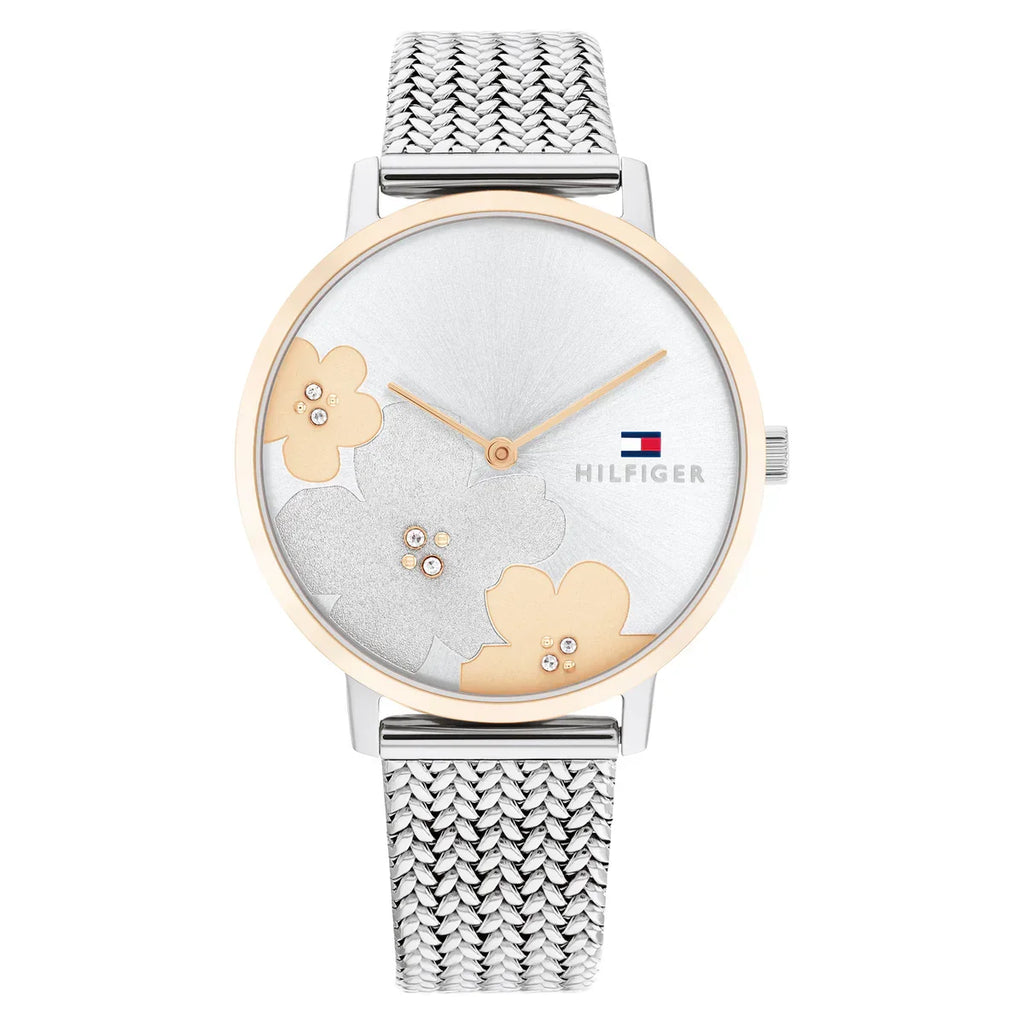 Tommy Hilfiger Slim 1782604 34mm Women's Quartz Watch – Silver Sunray & Silver Stainless Steel Mesh Bracelet
