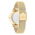 Tommy Hilfiger Slim 1782606 34mm Women's Quartz Watch – Gold Floral & Gold Stainless Steel Mesh Bracelet