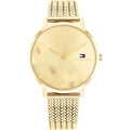 Tommy Hilfiger Slim 1782606 34mm Women's Quartz Watch – Gold Floral & Gold Stainless Steel Mesh Bracelet