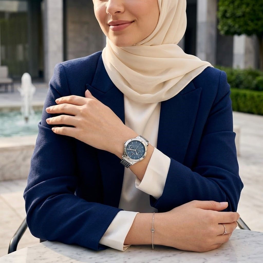 Tommy Hilfiger Lexi 1782657 38mm Women's Multi-Function Watch – Navy Blue & Silver Stainless Steel Bracelet