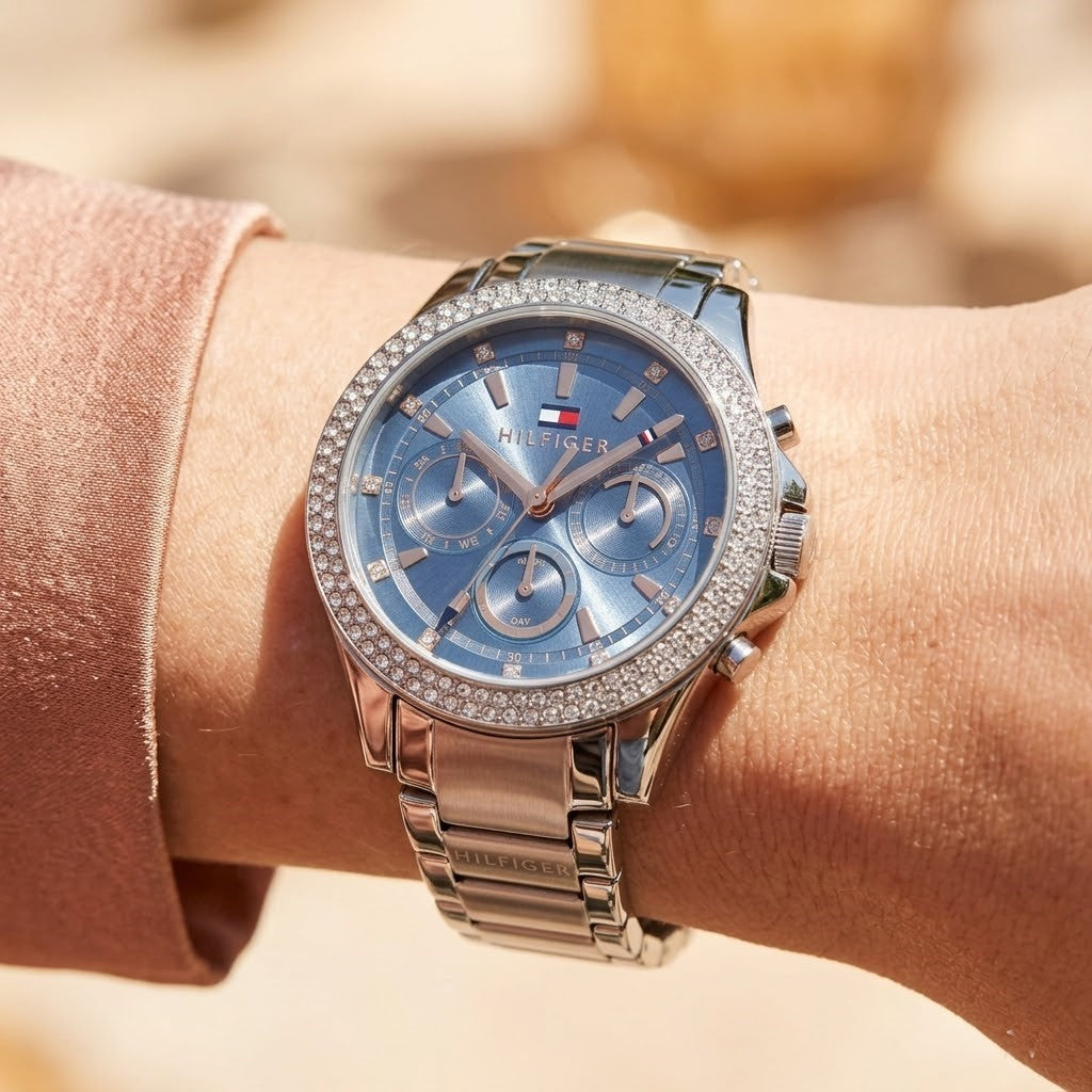 Tommy Hilfiger Lars 1782690 38mm Women's Multi-Function Watch – Light Blue & Silver Stainless Steel Bracelet