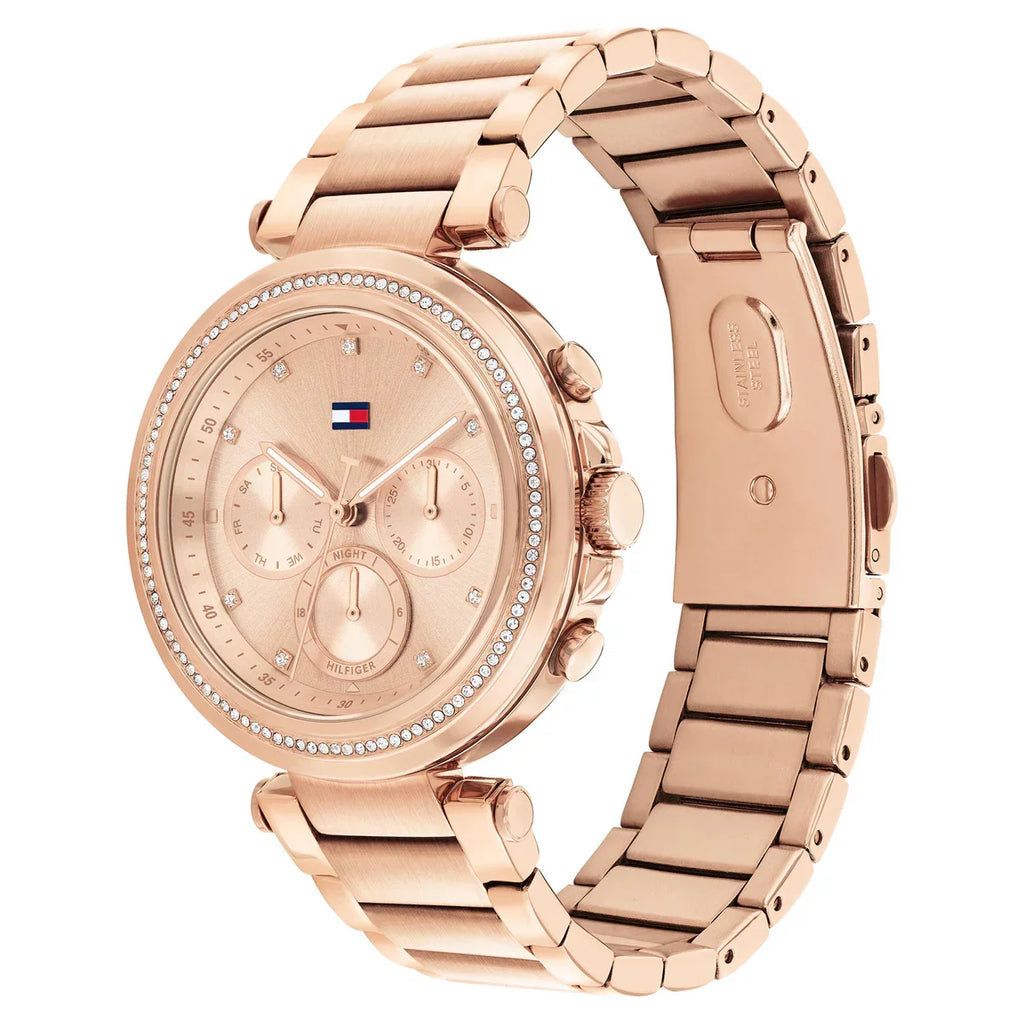 Tommy Hilfiger Lars 1782705 38mm Women's Multi-Function Watch – Rose Gold Sunray & Rose Gold Stainless Steel Bracelet