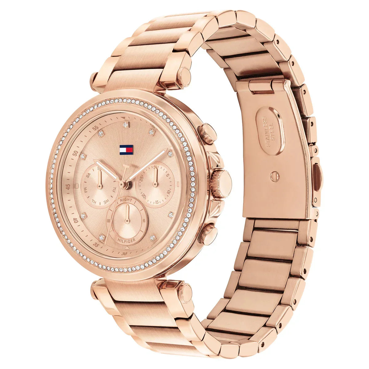 Tommy Hilfiger Lars 1782705 38mm Women's Multi-Function Watch – Rose Gold Sunray & Rose Gold Stainless Steel Bracelet