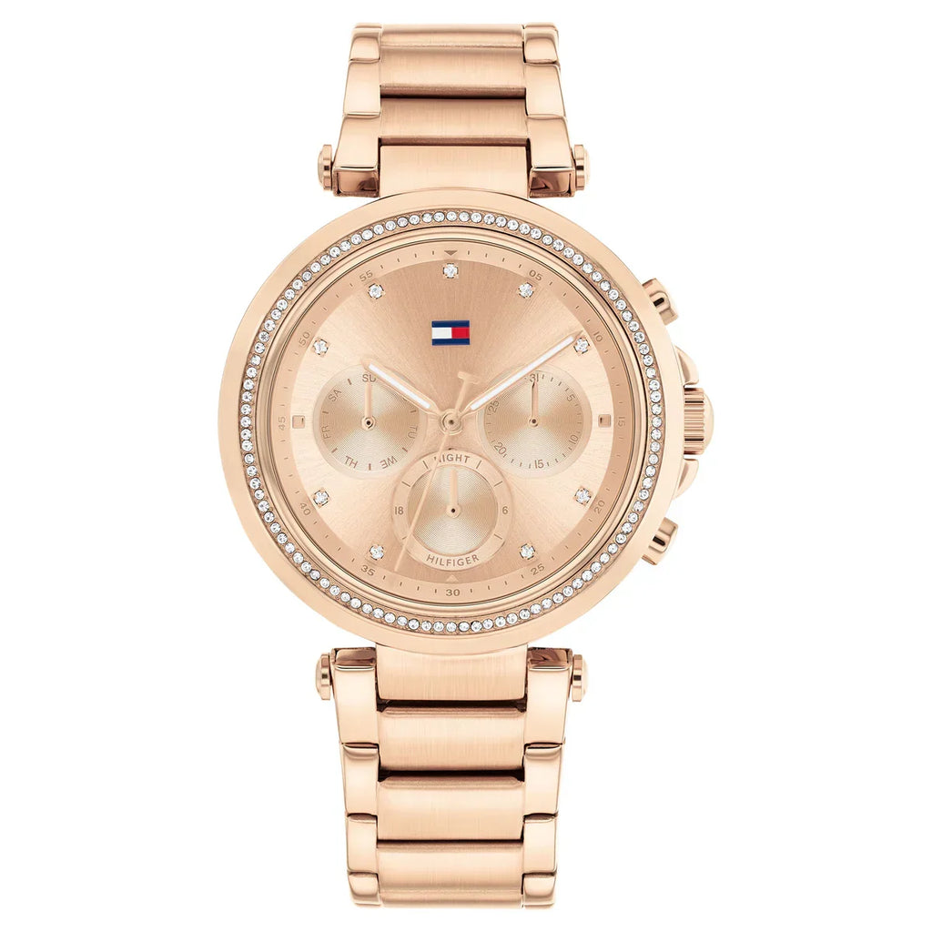 Tommy Hilfiger Lars 1782705 38mm Women's Multi-Function Watch – Rose Gold Sunray & Rose Gold Stainless Steel Bracelet