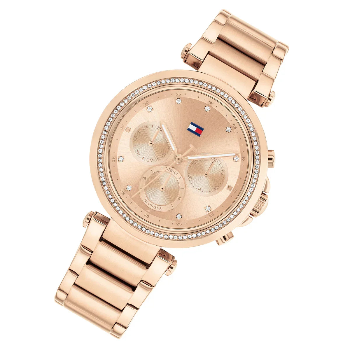 Tommy Hilfiger Lars 1782705 38mm Women's Multi-Function Watch – Rose Gold Sunray & Rose Gold Stainless Steel Bracelet